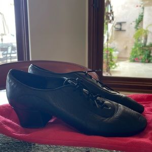 Galex black leather, hand made ballroom dance shoes 1” heel size 23